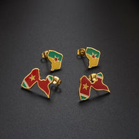 Anniyo Guadeloupe Reunion Island Martinique French Guiana Antigua Map Earrings for Women Girls Stainless Steel Jewelry #533962