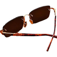 Retro Frameless Men's Sunglasses Green Crystal Stone Cycling Goggles Leopard Print Outdoor Sunglasses Driving Glasses Eyewear