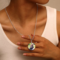 Vnox Custom Photo Picture Necklaces for Women Men, Personalize Two Sides Image Pendant, Crystal Heart Coin Collar Memorial Gift