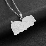 2024 New fashion stainless steel Yemen map and City necklace for men and women geometric titanium steel pendant ethnic style cla
