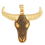 Animal Cow Ox Head Colourful Charm Pendant,18K Gold Plated Cubic Zirconia Necklace Bracelet for Jewelry Findings Supplies M62
