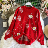 Christmas Knitted Sweaters for Family Couples Christmas Jacquard Jumpers Long Sleeve Warm Thicken Knitwear Sweater Pullover