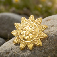 Dawapara Mayan Sun Symbol Brooches Pins Sun Face Maori Style Ancient Totem Aztec Jewelry Stainless Steel Anniversary Gift