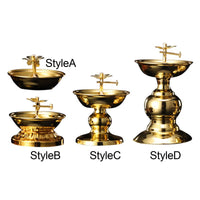 Ghee Lamp Holder Golden Cup Tibetan Oil Lamp Holder Flower Shape Tea Light Candle Holder Stand for Party Wedding Decoration