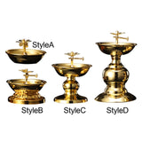 Ghee Lamp Holder Golden Cup Tibetan Oil Lamp Holder Flower Shape Tea Light Candle Holder Stand for Party Wedding Decoration