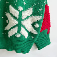 Women's Jacquard Round Neck Long Sleeve Thickened Knit Pullover Christmas Tree Design Autumn/winter New Style Sweater