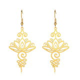 Lotus Flower Pendant Earrings Stainless Steel Unalome Lotus Necklace Choker Chakra Symbol Hindu Lotus Pendant Spiritual Jewelry