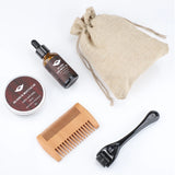 4pcs/set Beard Growth Kit Hair Enhancerbeard Essential Oil Moisturizing Hair Wax Roller Comb For Men Barbe Beard Styling Care
