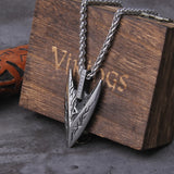 Odin's Spear Gungnir Viking Necklace For Men with Rune Symbol Raven’s of Odin LabradoriteNorse Mythology,Pagan Jewelry with box
