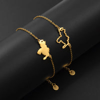 Anniyo 18CM + 5CM Venezuela Map Bracelet for Women Stainless Steel Jewelry  #364721