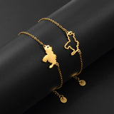 Anniyo 18CM + 5CM Venezuela Map Bracelet for Women Stainless Steel Jewelry  #364721