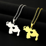 New stainless steel smooth heart-shaped Venezuela map necklace fashion men and women couples titanium steel pendant accessories