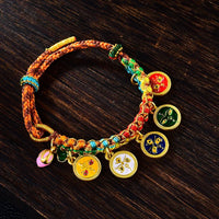 Handmade Tibetan Bracelet Woven Bracelet Tibetan Colorful Rope Handchain Five Way God of Wealth Bangle Adjustable Wristchain New