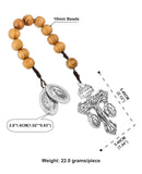 Catholic St Benedict Medal Lady Milagrosa Crucifix Cross One Decade Wooden Beads Pocket Rosary Prayer Rosaries Handmade Gift