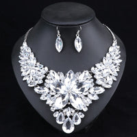 CYNTHIA Fashion Pink Flowers Bridal Wedding Party Prom Costume Jewelry Sets Indian Necklace Earrings Sets for Brides Bridesmaids