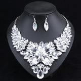 CYNTHIA Fashion Pink Flowers Bridal Wedding Party Prom Costume Jewelry Sets Indian Necklace Earrings Sets for Brides Bridesmaids
