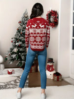 New Spring Autumn Knitted Pullover Top Long Sleeve Base Layer Round Neck Parent-Child Sweater Christmas Elements Pulover Top