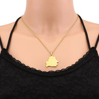 2024 New fashion stainless steel Belarusian map with city necklace for women and men couples ethnic style accessory collarbone c