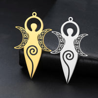 1pc Triple Moon Goddess Charms Stainless Steel Amulet Pendants Pray For You DIY Your Own Jewerly Wholesale Available