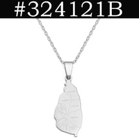 Anniyo Stainless Steel Saint Lucia Map With City Pendant Necklaces for Women Girl Jewelry St. Lucia Chains Jewelry #324121