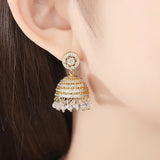 Gypsy Jewelry Retro Ethnic Indian Jhumka Crystal Small Bells Beads Drop Tassel Earrings Women Bohemian Statement Jhumki Tribal