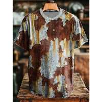 Retro Men's T Shirt Art Abstract Geometric Retro Print Casual Short Sleeve T-Shirts Beach Vacation Fashion Loose Men's Clothing