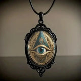 Dark Gothic Witch Pendant Necklace Women Men Punk Cross Metal Leather Rope Chain Enchanted Vintage Halloween Gift Accessories
