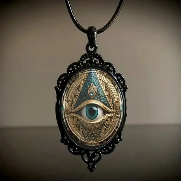 Dark Gothic Witch Pendant Necklace Women Men Punk Cross Metal Leather Rope Chain Enchanted Vintage Halloween Gift Accessories