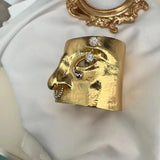 Metal Exaggerated Open Bangle Five Senses Europe American Style Alloy Plated Eyes Bracelets Unique Wide Geometric Cuff Bangles