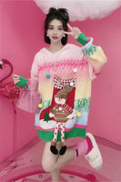 New Year Sweater Christmas Rainbow Long Sweater Autumn and Winter New Lazy Three-dimensional Hooded Cartoon Loose Thick Sweater