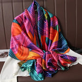 Soft Large Size Silk Scarf Women's Fashionable Lightweight Luxury Spring Autumn Popular New Style Simulation Silk Shawl