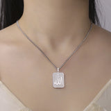 2024 New fashion cut titanium steel square brand necklace corrosion rune square brand pendant Hip Hop stainless steel women's ne