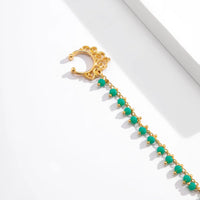 Lacteo Trendy Nose Rings for Women Connecting Earrings Black Green Small Crystal Beads Fake Nostril Piercing Clip Jewelry Ladies