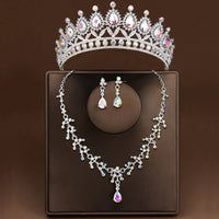 4 Pcs/Set Baroque Rhinestone Bridal Jewelry Set for Brides Wedding Headpieces Ladies Event Evening Ball Accessories