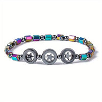 1/2/4/6Pcs Hematite Ankle Bracelet Colorful Elastic Anklet Bohemian Summer Beach Clothing Accessories Energy Hematite Jewelry