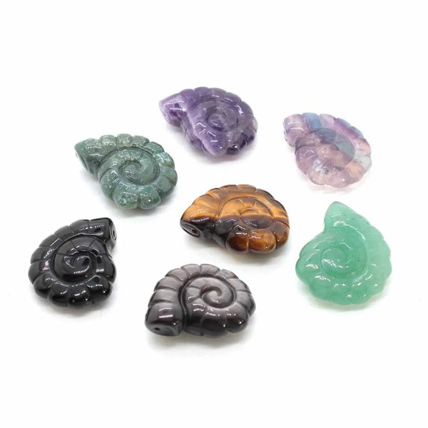 Crystal Stone Carved Spiral Pendants For Women Necklace DIY Amethyst Rose Quartz Labradorite Fluorite Agate Pendant Man Jewelry