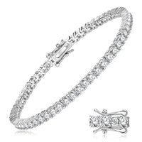 Moissanite Tennis Bracelet for Women 18K White Gold Plated Silver 3mm D Color VVS1 Wedding Party Jewelry Bracelets for Women Man