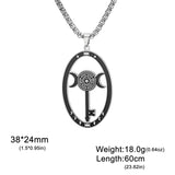 EUEAVAN Stainless Steel Triple Moon Goddess Pendant Necklace Box Chain Hollow Wheel of Hecate Choker Vintage Amulet Jewelry Gift
