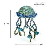 Women Shining Jellyfish Pins Rhinestone Beautiful Sea Animal Party Brooch