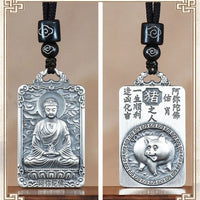 Eight Patronus Buddha Tathagata Avalokitesvara Amitabha Necklace Male Jewelry Zodiac Pendant Necklace For Women Men Amulet