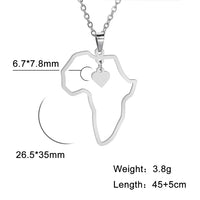 My Shape Africa Map Lion Elephant Monkey Giraffe Pendant Necklaces Men Women Stainless Steel Animal Chain Choker African Jewelry