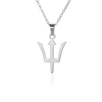 Greek Poseidon Neptune Trident Spear Necklaces Men Fashion Cross Sword Pendant Choker Black Stainless Steel Charm Unisex Jewelry