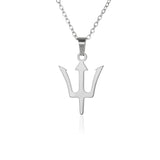 Greek Poseidon Neptune Trident Spear Necklaces Men Fashion Cross Sword Pendant Choker Black Stainless Steel Charm Unisex Jewelry