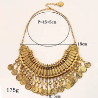 Gypsy Bohemia Metal Coin Tassel Statement Choker Necklace Women Boho Afghan Turkish Ethnic Tribal Jewelry