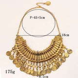 Gypsy Bohemia Metal Coin Tassel Statement Choker Necklace Women Boho Afghan Turkish Ethnic Tribal Jewelry