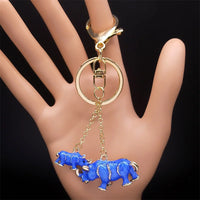 Fashion Rhinoceros Keychain for Women Men Car Bags Alloy Rhinestone Animal Key Ring Holder Trinket Jewelry Accessories