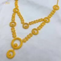 Dubai 24K Gold Color Jewelry Sets Wedding African Long Necklace Earrings For Women Nigerian Indian Bridal 2PCS Set Party Gifts