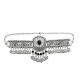 Ethnic Statement Collar Necklace for Women Choker Bohemian Vintage Hollow Geometric Crystal Rhinestone Beads Coin Tassel Jewelry