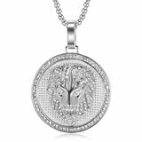 Stainless Steel Titanium Lions Head Luxury Zircon Round Pendant Hip Hop Collar Chains Necklace for Men Women Gift Jewel