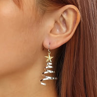 Christmas Series Simple Advanced Rotating Christmas Tree Star Pendant Earrings Women's Creative Personalized Girl Gift